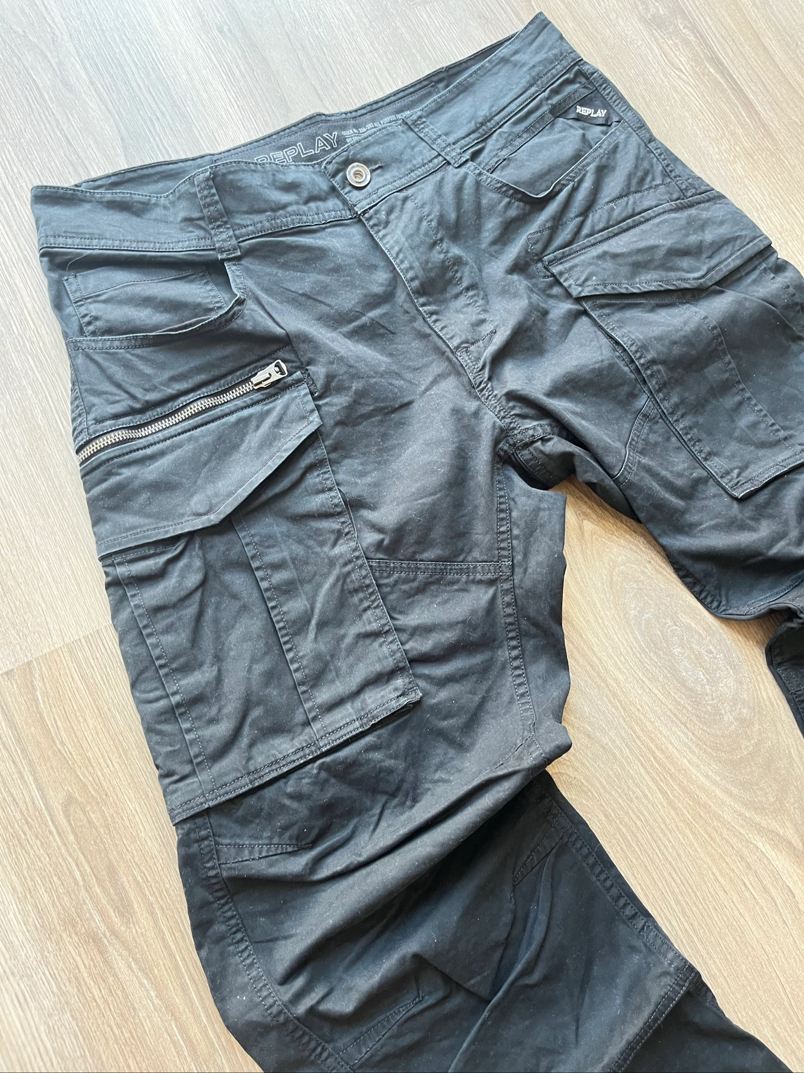 Replay Cargo Pants Black W33 Utility Tactical Workwear Vintage Streetwear – photo 3